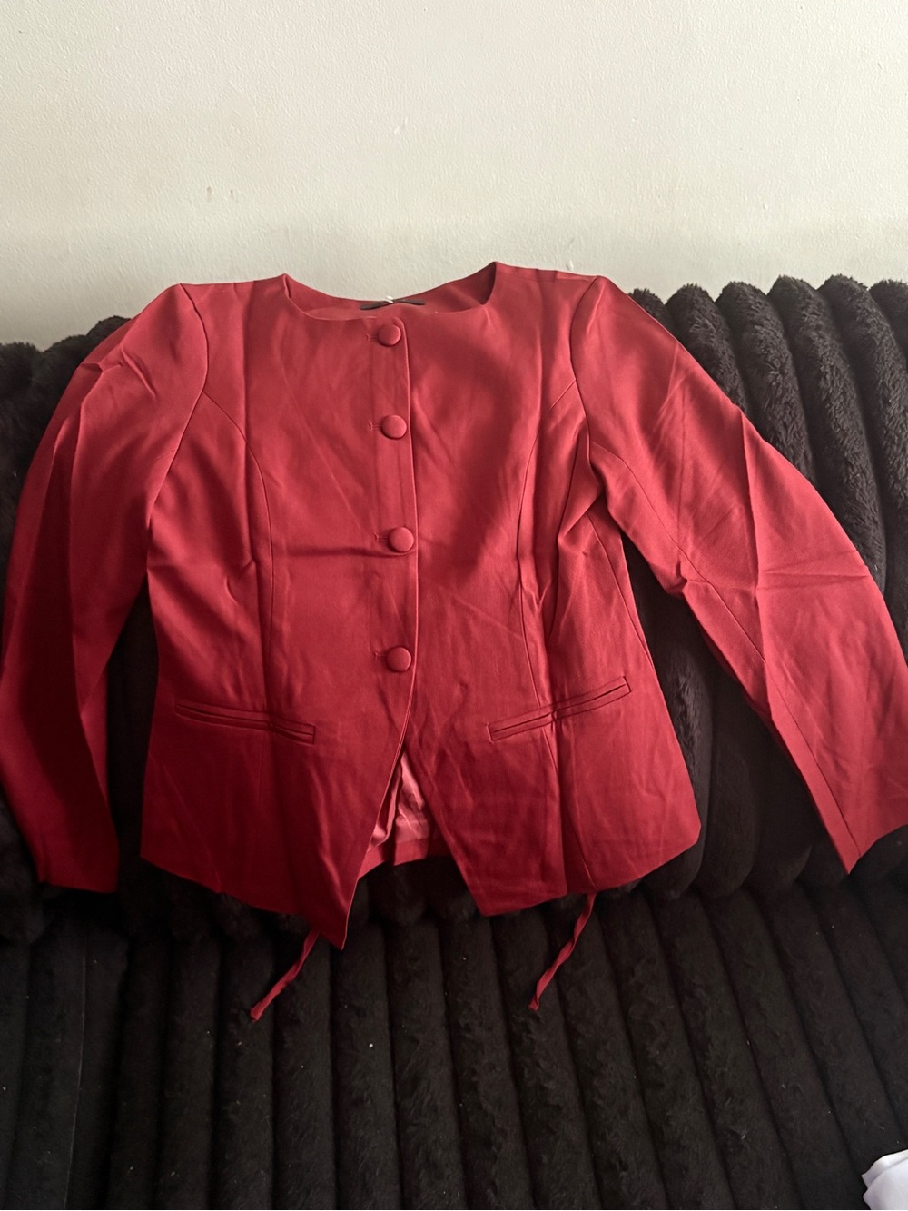 Women's Red Tailored Button-Front Blazer